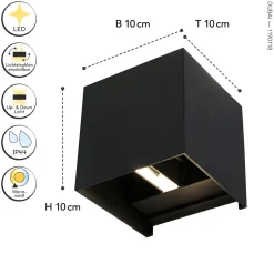 Eco-Light LED Wandlampe Außen Anthrazit Up Down IP54 3000 K 6 W< Metall Lampen|Led Außenleuchten