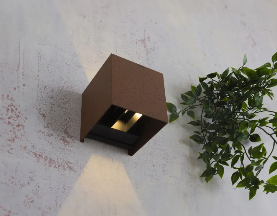 Metall Lampen|Led Außenleuchten*Eco-Light LED Wandlampe Außen Rostbraun Up Down IP54 3000 K 6 W