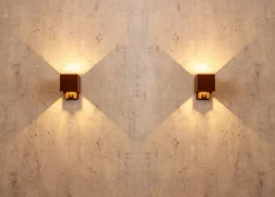 Metall Lampen|Led Außenleuchten*Eco-Light LED Wandlampe Bewegungssensor Rostbraun Up Down IP54