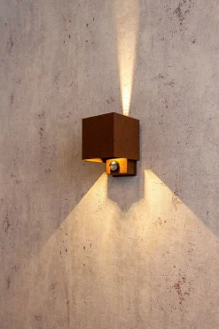 Metall Lampen|Led Außenleuchten*Eco-Light LED Wandlampe Bewegungssensor Rostbraun Up Down IP54