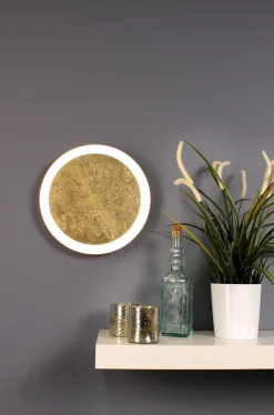 Wohnzimmerlampen|Metall Lampen*Eco-Light LED Wandlampe Gold Schwarz rund Ø30 cm 3500 K dimmbar