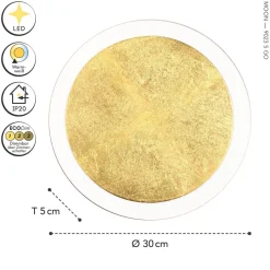 Wohnzimmerlampen|Metall Lampen*Eco-Light LED Wandlampe Gold Schwarz rund Ø30 cm 3500 K dimmbar