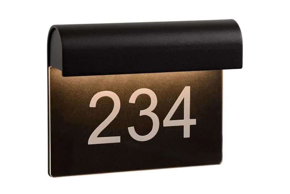 LED Wandlampe Hausnummer Aluminium Schwarz IP54 3000 K< Außenwandleuchten|Led Außenleuchten