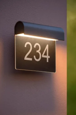 LED Wandlampe Hausnummer Aluminium Schwarz IP54 3000 K< Außenwandleuchten|Led Außenleuchten