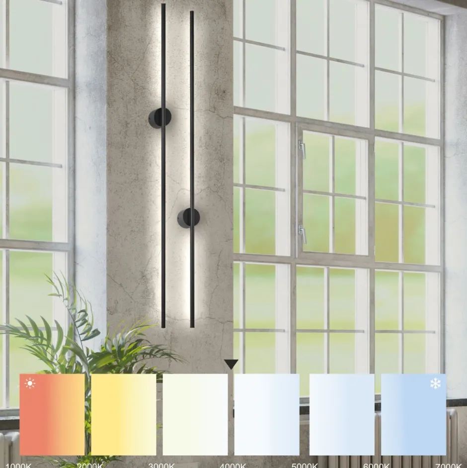 Lamkur LED Wandlampe indirekt Metall H:120 cm 1600 lm 4000 K< Wohnzimmerlampen|Metall Lampen