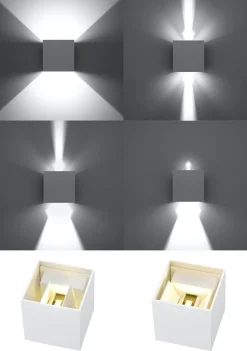 Sollux LED Wandlampe JAZZINELLE Weiß quadratisch IP54 Up Down< Led Lampen|Wandleuchten