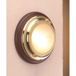 Led Lampen|Wandleuchten*Laura Suardi LED Wandlampe LEGNO Messing Ø22cm rund Maritim