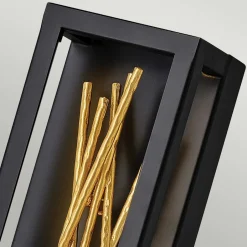 Led Lampen|Wandleuchten*Elstead LED Wandlampe Metall H: 61 cm in Schwarz Gold eckig