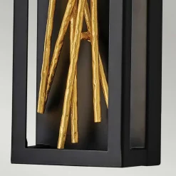 Led Lampen|Wandleuchten*Elstead LED Wandlampe Metall H: 61 cm in Schwarz Gold eckig