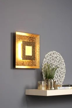 Eco-Light LED Wandlampe Metall in Gold B:32 cm Wand Decke dimmbar< Wohnzimmerlampen|Metall Lampen