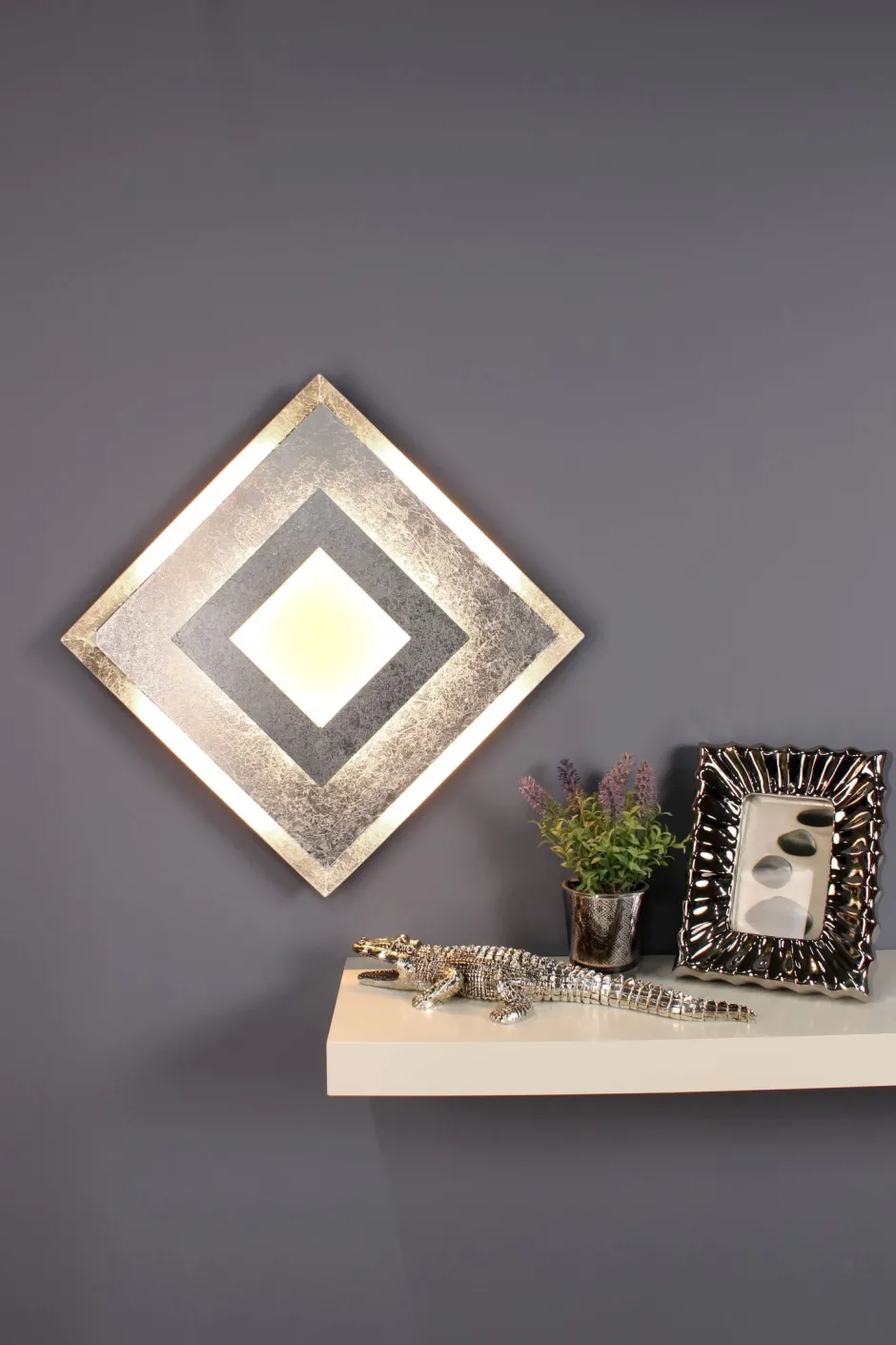 Wohnzimmerlampen|Metall Lampen*Eco-Light LED Wandlampe Metall Silber B:39 cm Wand Decke dimmbar