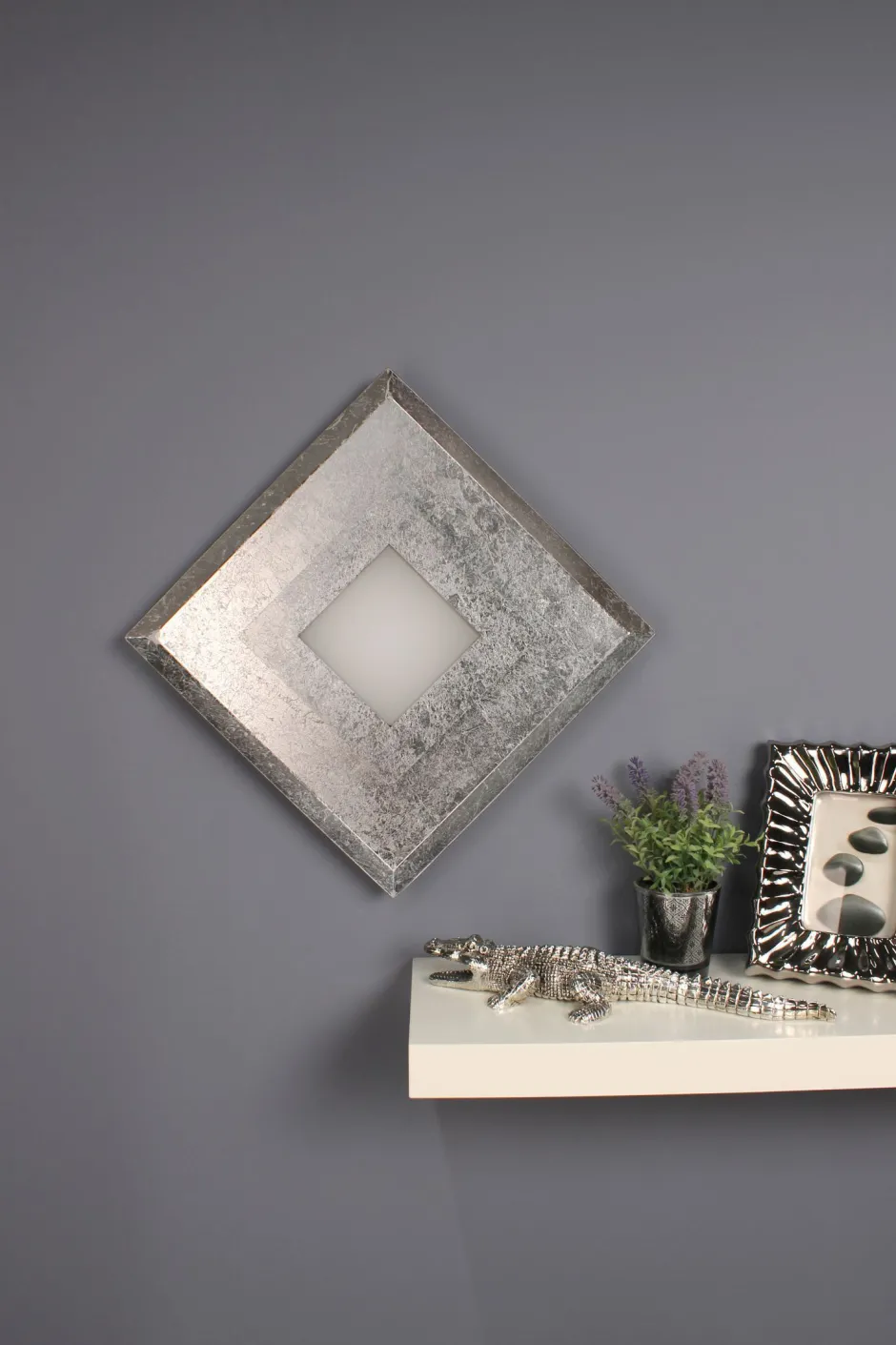 Wohnzimmerlampen|Metall Lampen*Eco-Light LED Wandlampe Metall Silber B:39 cm Wand Decke dimmbar