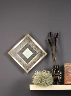 Eco-Light LED Wandlampe Metall Silber B:32 cm Wand Decke dimmbar< Wohnzimmerlampen|Metall Lampen