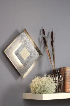 Eco-Light LED Wandlampe Metall Silber B:32 cm Wand Decke dimmbar< Wohnzimmerlampen|Metall Lampen