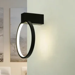 Led Lampen|Wandleuchten*Nowodvorski LED Wandlampe Schwarz 4000 K Ring Ø 18 cm dekorativ