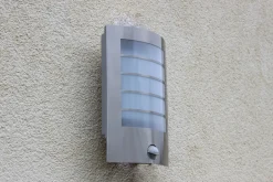 Metall Lampen|Led Außenleuchten*Eco-Light LED Wandlampe Sensor Edelstahl IP44 H:25,4 cm flach