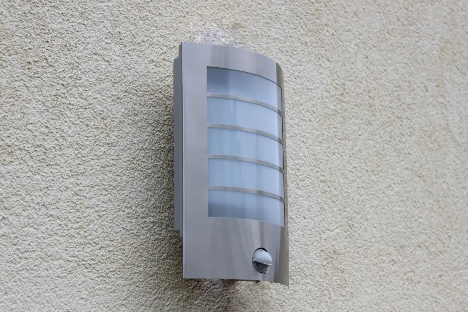 Metall Lampen|Led Außenleuchten*Eco-Light LED Wandlampe Sensor Edelstahl IP44 H:25,4 cm flach
