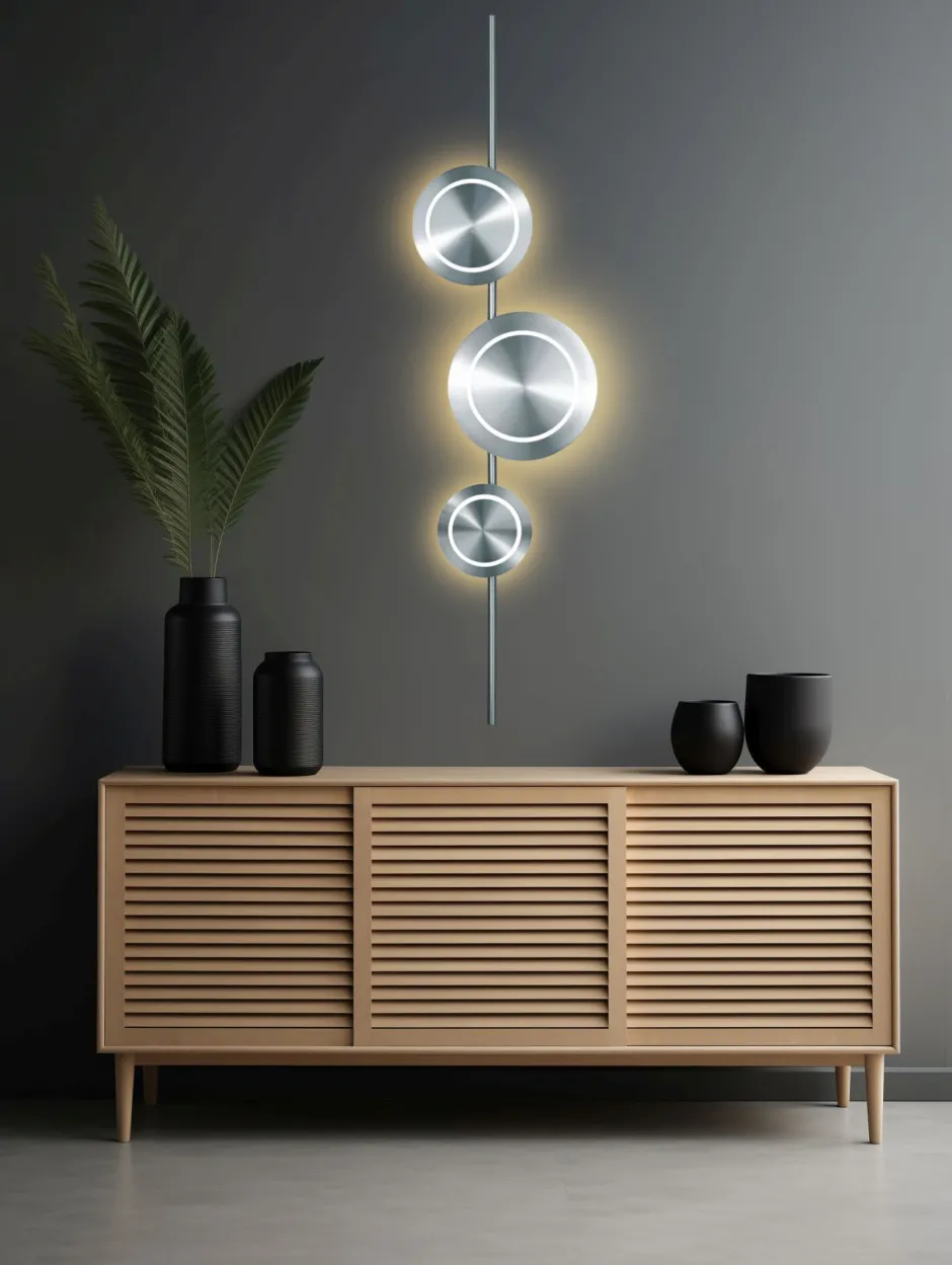 Wohnzimmerlampen|Metall Lampen*Eco-Light LED Wandlampe Silber H:120 cm 1008 lm 3000 K dimmbar