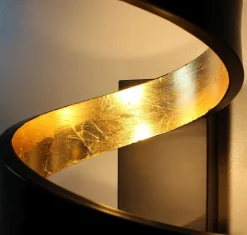 Wohnzimmerlampen|Metall Lampen*Eco-Light LED Wandlampe Spirale Schwarz Gold H:17 cm 3000 K 6 W