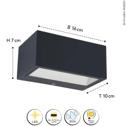 Eco-Light LED Wandlampe Up Down Aluminium Anthrazit B:14 cm IP54< Metall Lampen|Led Außenleuchten