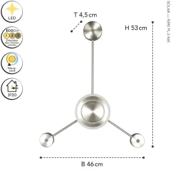 Eco-Light LED Wandleuchte Aluminium dimmbar H:53 cm 3000 K Silber< Wohnzimmerlampen|Metall Lampen