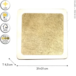 Eco-Light LED Wandleuchte Aluminium Gold Schwarz 3000 K B:31 cm< Wohnzimmerlampen|Metall Lampen