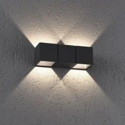 Paul Neuhaus LED Wandleuchte außen Aluminium IP54 22,5 cm Anthrazit< Feuchtraumleuchten|Badezimmer Lampe