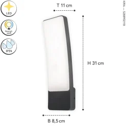 Metall Lampen|Led Außenleuchten*Eco-Light LED Wandleuchte Außen Aluminium H:31,1 cm 4000 K IP54