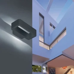 Paul Neuhaus LED Wandleuchte außen Aluminium Anthrazit IP54 B:22 cm< Badezimmer Lampe|Feuchtraumleuchten