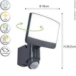 Eco-Light LED Wandleuchte außen mit Bewegungsmelder IP44 5000 K< Led Außenleuchten|Außenwandleuchten