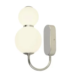 Wohnzimmerlampen|Glaslampen*Searchlight LED Wandleuchte Chrom Weiß 3000 K H: 28 cm Metall Glas