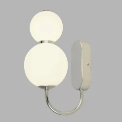 Wohnzimmerlampen|Glaslampen*Searchlight LED Wandleuchte Chrom Weiß 3000 K H: 28 cm Metall Glas