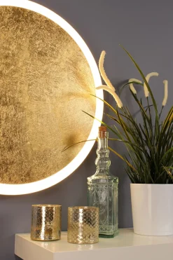 Wohnzimmerlampen|Metall Lampen*Eco-Light LED Wandleuchte Gold Schwarz rund Ø50 cm 3500 K dimmbar