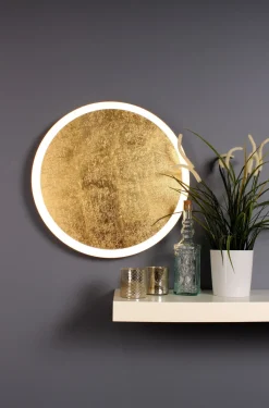 Wohnzimmerlampen|Metall Lampen*Eco-Light LED Wandleuchte Gold Schwarz rund Ø50 cm 3500 K dimmbar