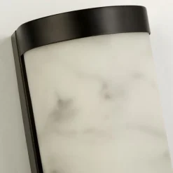 Flurlampen|Metall Lampen*Searchlight LED Wandleuchte Harz Metall Schwarz Marmor IP44 B:12 cm