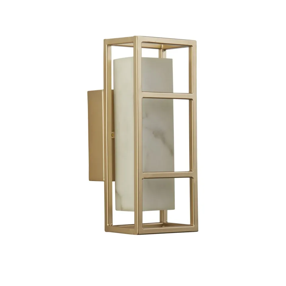 Searchlight LED Wandleuchte Harz Stahl IP44 H:25 cm in Gold Weiß< Metall Lampen|Flurlampen