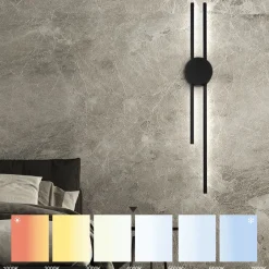 Lamkur LED Wandleuchte indirekt Schwarz H:80 cm 15 W 4000 K< Wohnzimmerlampen|Metall Lampen