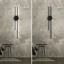 Lamkur LED Wandleuchte indirekt Schwarz H:80 cm 15 W 4000 K< Wohnzimmerlampen|Metall Lampen