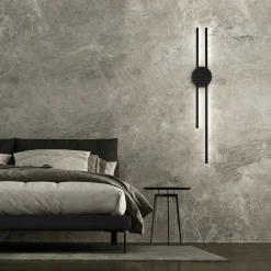 Lamkur LED Wandleuchte indirekt Schwarz H:80 cm 15 W 4000 K< Wohnzimmerlampen|Metall Lampen