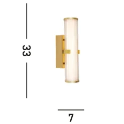 Metall Lampen|Glaslampen*Searchlight LED Wandleuchte Metall Glas IP44 H:32,5 cm in Gold Weiß