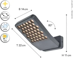 Eco-Light LED Wandleuchte Outdoor Anthrazit 3000 K IP54 flexibel< Metall Lampen|Led Außenleuchten