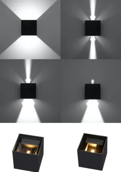 Sollux LED Wandleuchte Schwarz IP54 B:10cm Up Down Wandlampe< Moderne Lampen|Küchenlampen