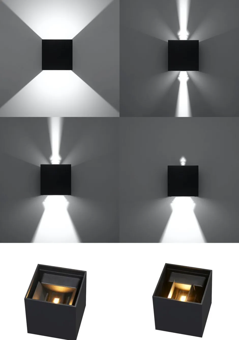 Sollux LED Wandleuchte Schwarz IP54 B:10cm Up Down Wandlampe< Moderne Lampen|Küchenlampen