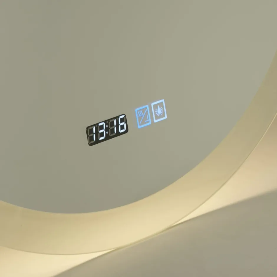 Flurlampen|Metall Lampen*Searchlight LED Wandspiegel mit Licht Touch Dimmer IP44 28 W rund