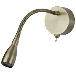 Searchlight LED Wandspot mit Flexarm Schalter 1 W in Messing Antik< Bürolampen|Wohnzimmerlampen