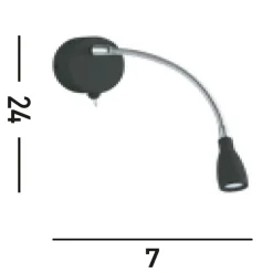 Bürolampen|Wohnzimmerlampen*Searchlight LED Wandspot mit Flexarm Schalter 6500 K in Schwarz