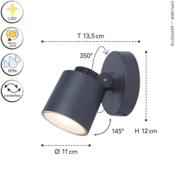 Eco-Light LED Wandstrahler Aluminium verstellbar IP54 3000 K 6 W< Metall Lampen|Led Außenleuchten