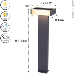 Metall Lampen|Wegeleuchten*Eco-Light LED Wegeleuchte Aluminium Anthrazit 71,5 cm IP44 3000 K