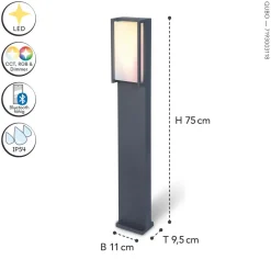 Metall Lampen|Wegeleuchten*Eco-Light LED Wegeleuchte Aluminium RGB IP54 16 W 75 cm dimmbar