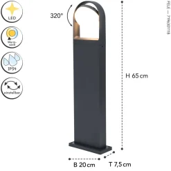 Metall Lampen|Wegeleuchten*Eco-Light LED Wegeleuchte Aluminium 70 cm IP54 3000 K Anthrazit